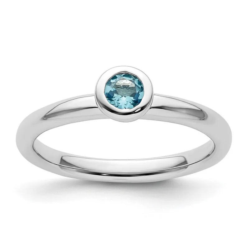 Curata 925 Sterling Silver Bezel 4mm Blue Topaz Ring sold by Zulily