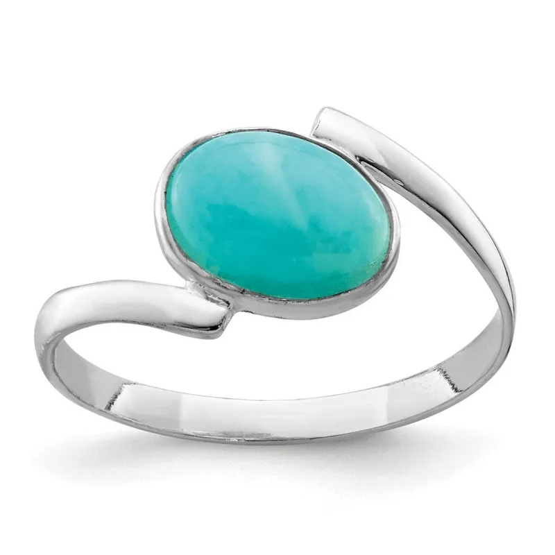 Curata 925 Sterling Silver Polished Oval Amazonite Modern Ring sold by Zulily