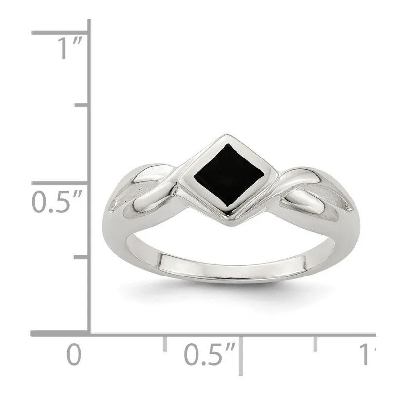 Curata 925 Sterling Silver Solid Inlaid Onyx Twist Ring sold by Zulily