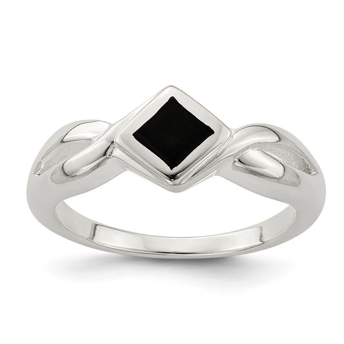 Curata 925 Sterling Silver Solid Inlaid Onyx Twist Ring sold by Zulily product image thumbnail 2
