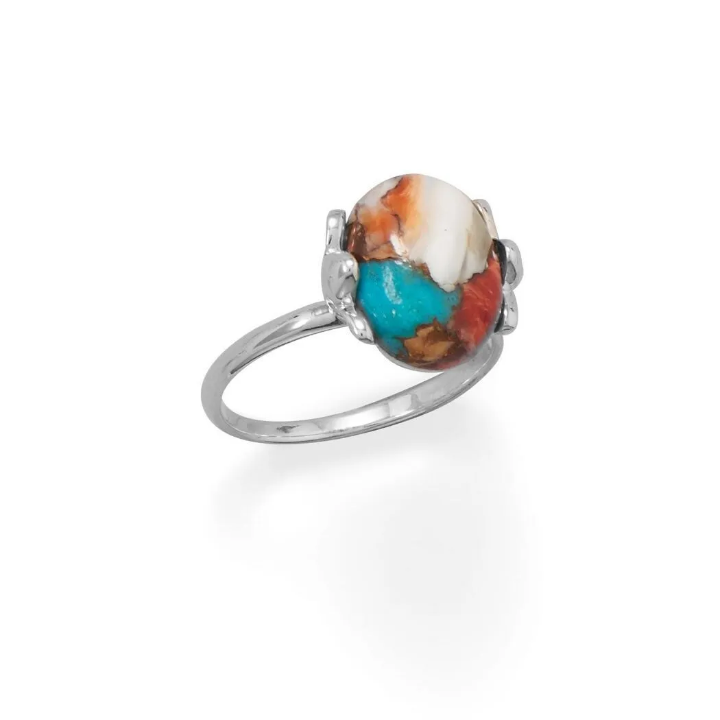 Curata 925 Sterling Silver Spiny Oyster Turquoise Compressed Stone Ring sold by Zulily product image thumbnail 4