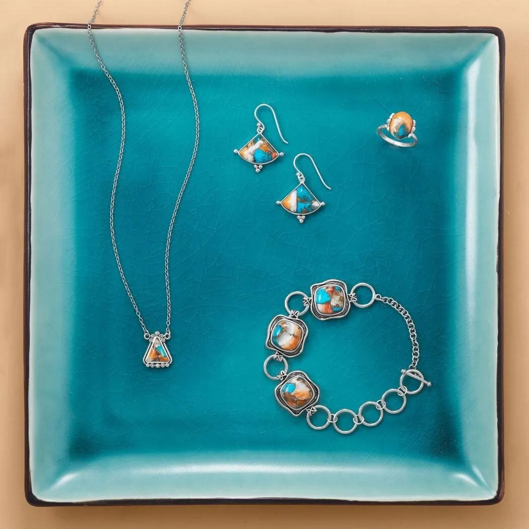 Curata 925 Sterling Silver Spiny Oyster Turquoise Compressed Stone Ring sold by Zulily product image thumbnail 3