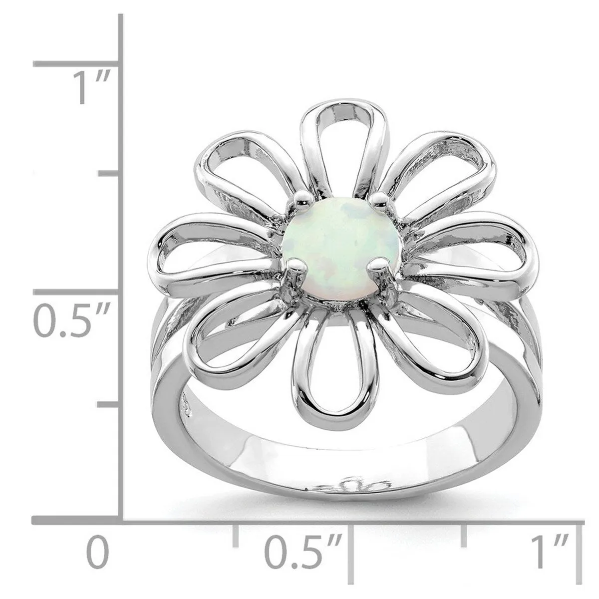 Curata 925 Sterling Silver Polished Simulated Opal Large Daisy Ring sold by Zulily
