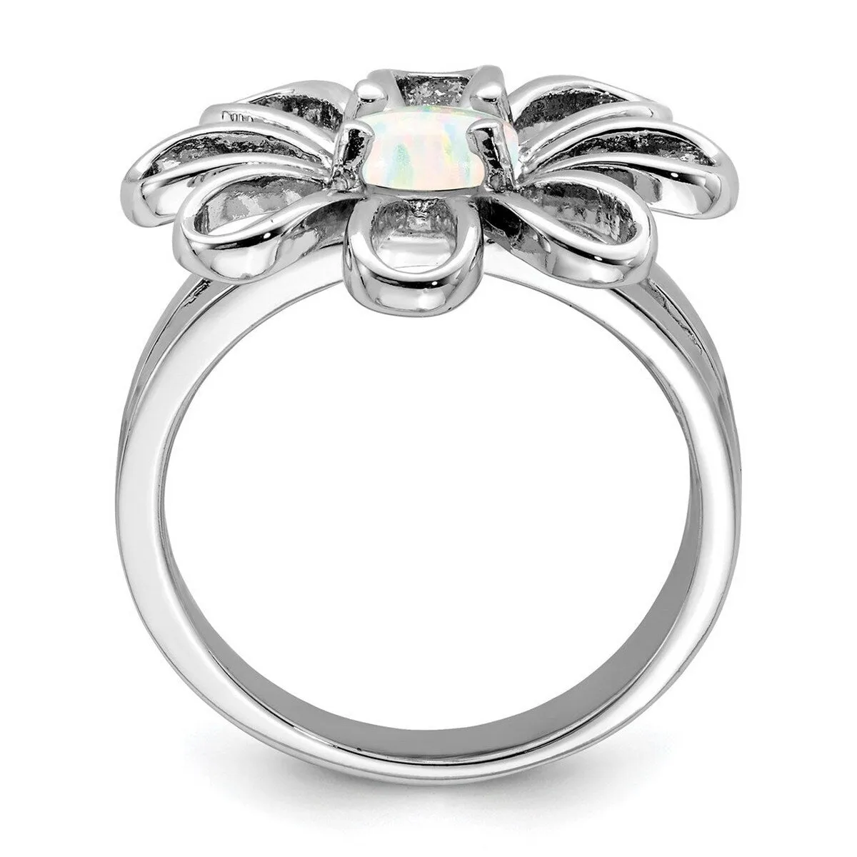 Curata 925 Sterling Silver Polished Simulated Opal Large Daisy Ring sold by Zulily product image thumbnail 3
