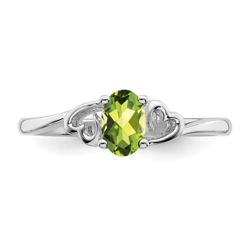 Curata 925 Sterling Silver Dainty Peridot Heart Engagement Ring sold by Zulily
