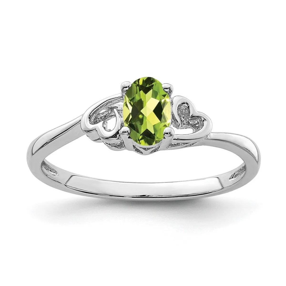 Curata 925 Sterling Silver Dainty Peridot Heart Engagement Ring sold by Zulily product image thumbnail 4