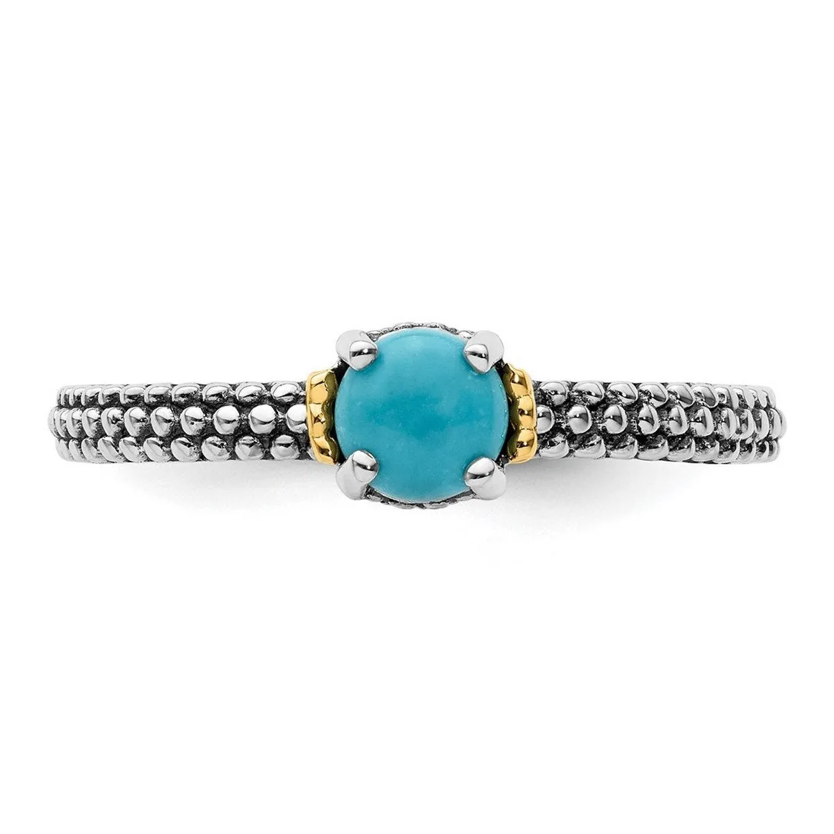 Curata 925 Sterling Silver 14k Stackable Simulated Turquoise Artisan Oxidized Ring sold by Zulily product image thumbnail 4