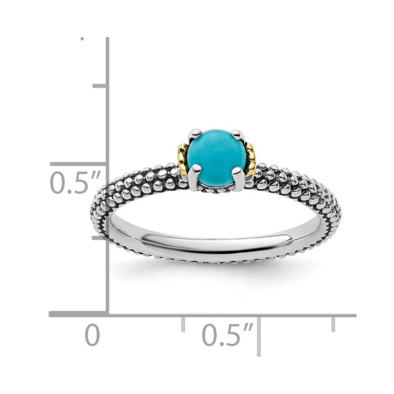 Curata 925 Sterling Silver 14k Stackable Simulated Turquoise Artisan Oxidized Ring made by Zulily