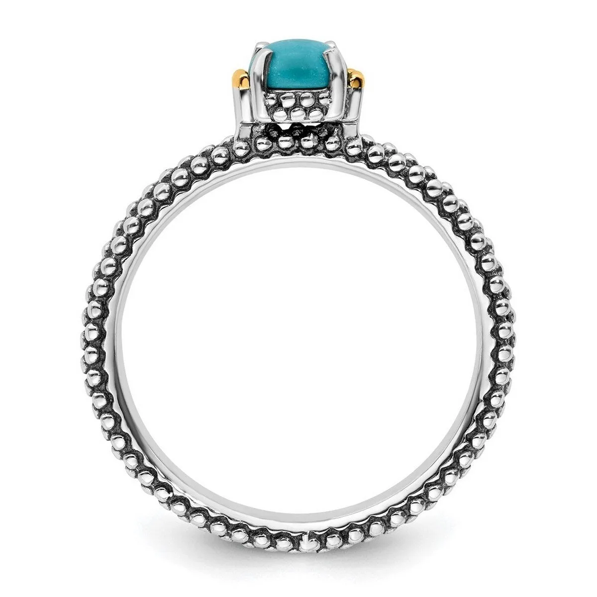 Curata 925 Sterling Silver 14k Stackable Simulated Turquoise Artisan Oxidized Ring sold by Zulily product image thumbnail 3