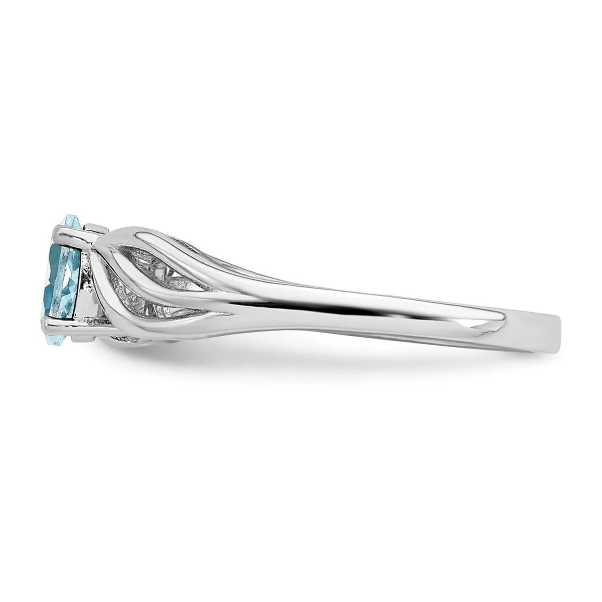 Curata 925 Sterling Silver Dainty Aquamarine Leaf Ring sold by Zulily product image thumbnail 5