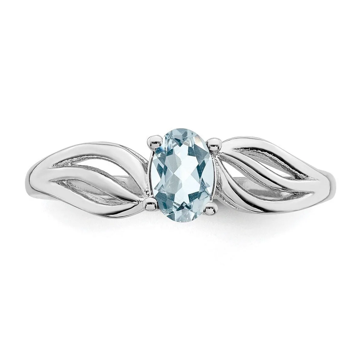 Curata 925 Sterling Silver Dainty Aquamarine Leaf Ring sold by Zulily