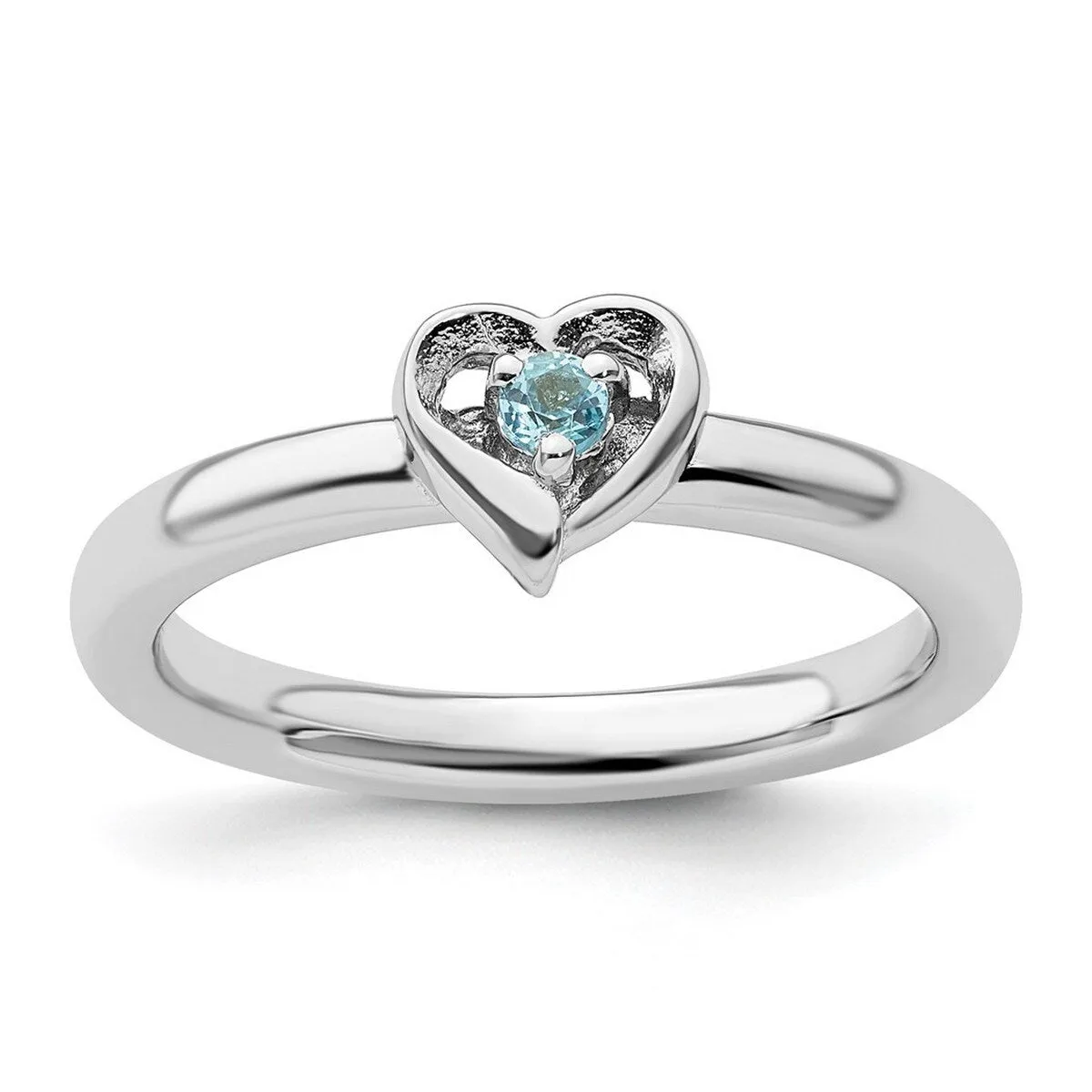 Curata 925 Sterling Silver Polished Prong set Stackable Blue Topaz Heart Ring 2.25mm sold by Zulily product image thumbnail 4