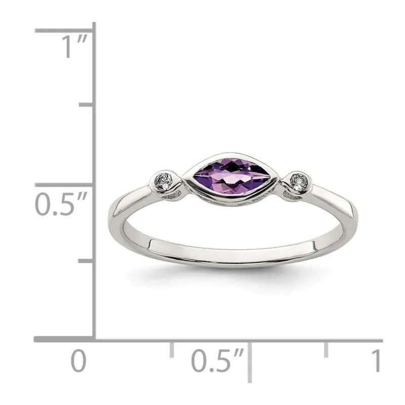 Curata 925 Sterling Silver Polished Amethyst and White Topaz Ring sold by Zulily