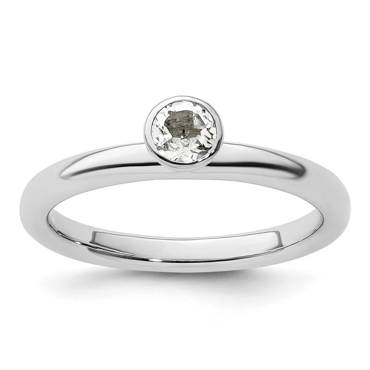Curata 925 Sterling Silver Bezel Polished Stackable High Round White Topaz Ring 4mm sold by Zulily