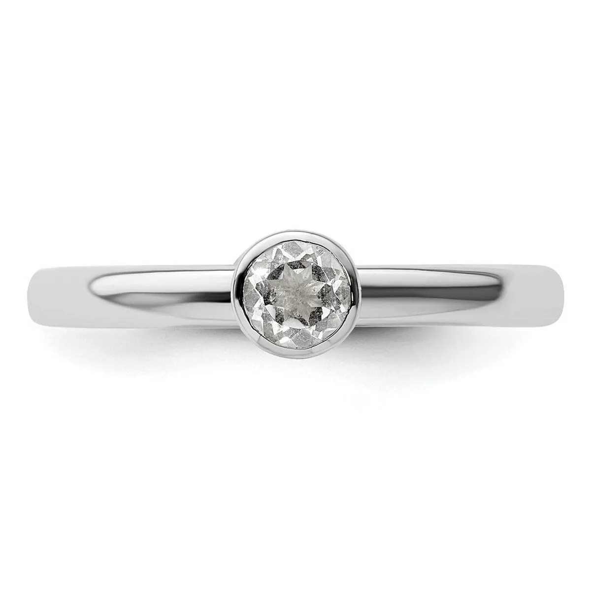 Curata 925 Sterling Silver Bezel Polished Stackable High Round White Topaz Ring 4mm sold by Zulily product image thumbnail 5