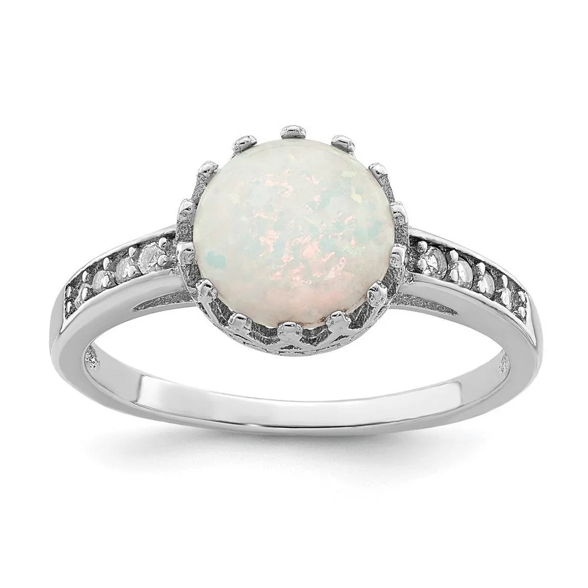 Curata 925 Sterling Silver Rhodium Plated Polished Simulated Opal Ring sold by Zulily product image thumbnail 4