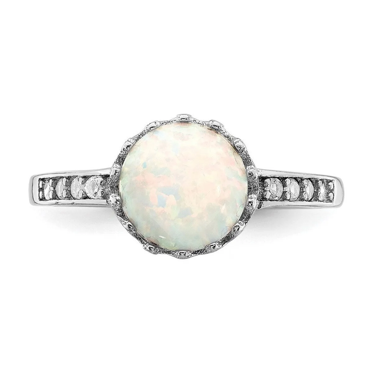 Curata 925 Sterling Silver Rhodium Plated Polished Simulated Opal Ring sold by Zulily product image thumbnail 2