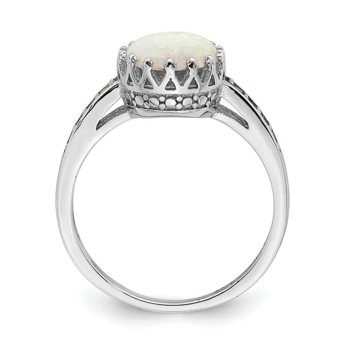 Curata 925 Sterling Silver Rhodium Plated Polished Simulated Opal Ring sold by Zulily product image thumbnail 3