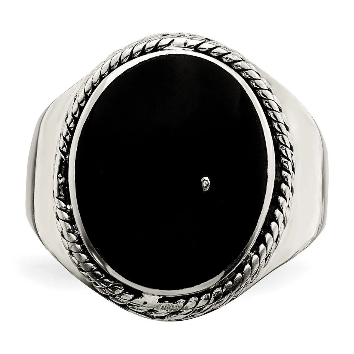 Curata 925 Sterling Silver Polished Black Onyx Rope Ring sold by Zulily product image thumbnail 3