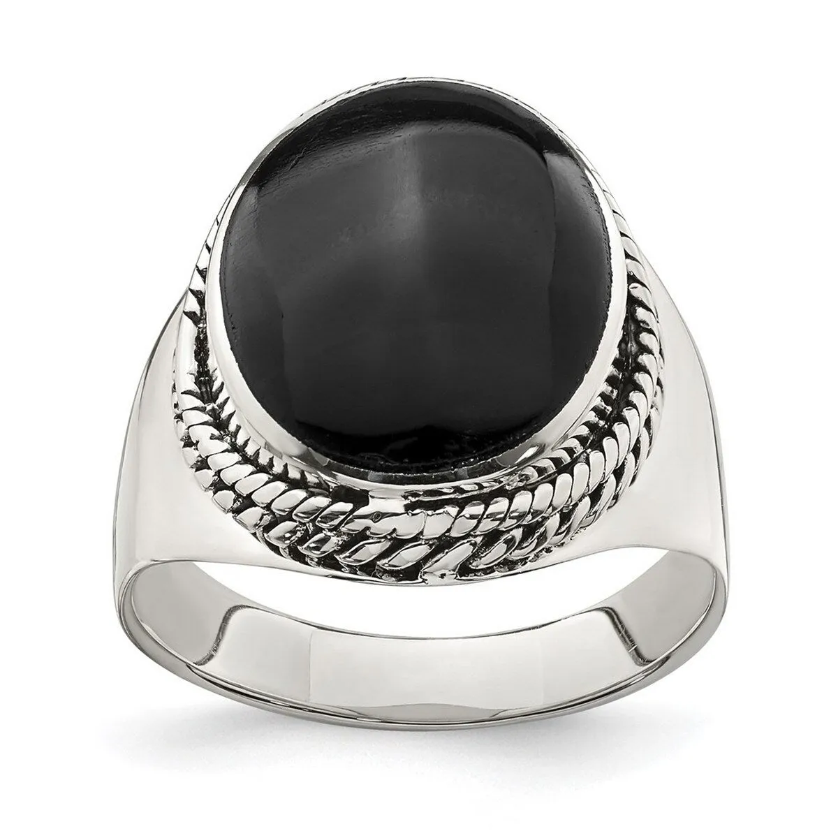 Curata 925 Sterling Silver Polished Black Onyx Rope Ring sold by Zulily product image thumbnail 5