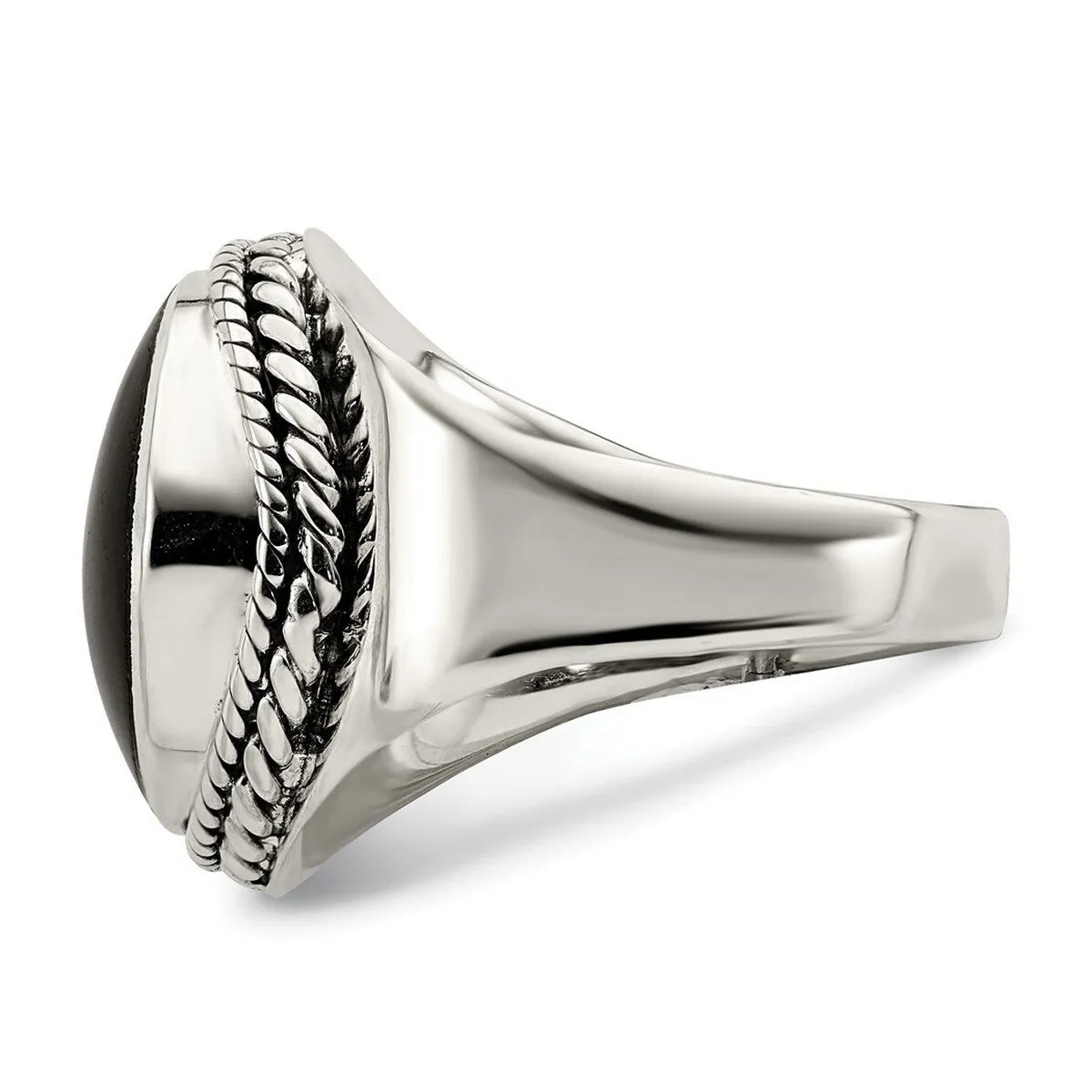 Curata 925 Sterling Silver Polished Black Onyx Rope Ring sold by Zulily