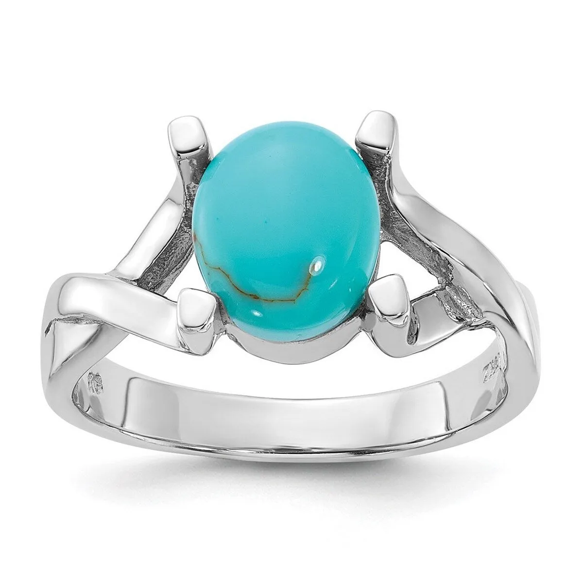 Curata 925 Sterling Silver Rhodium Plated Simulated Turquoise Open Prong Ring sold by Zulily product image thumbnail 3