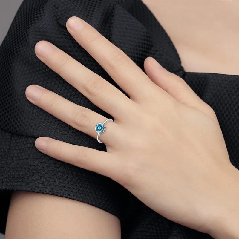 Curata 925 Sterling Silver Polished 1.05ctw Blue Topaz Round Ring sold by Zulily