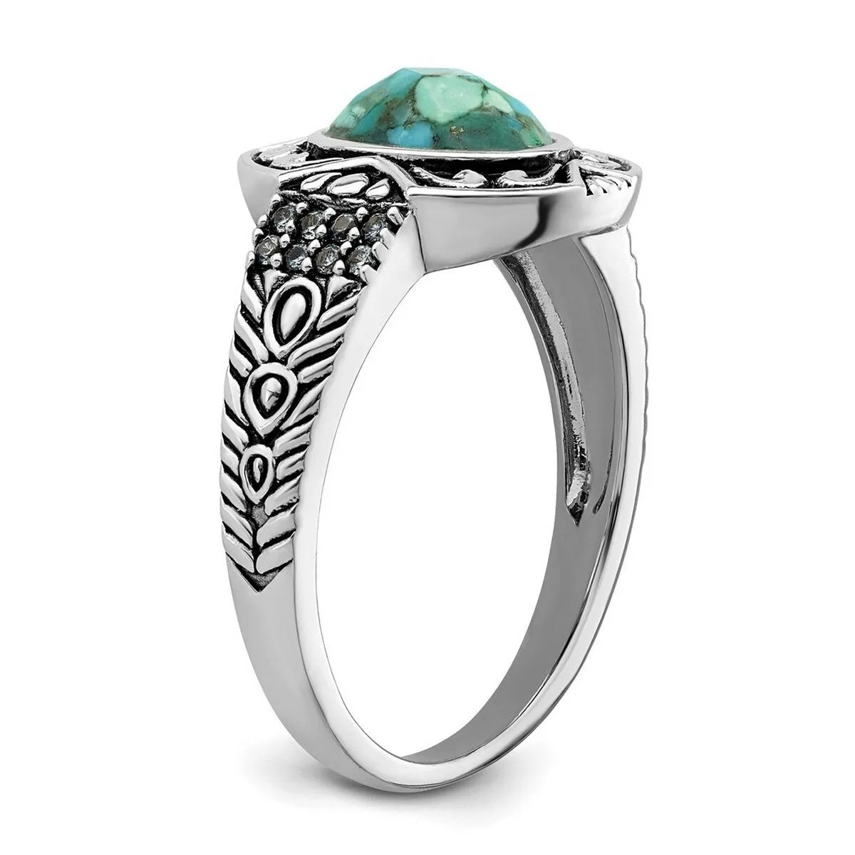 Curata 925 Sterling Silver Oxidized Simulated Turquoise Vintage Ring sold by Zulily product image thumbnail 2
