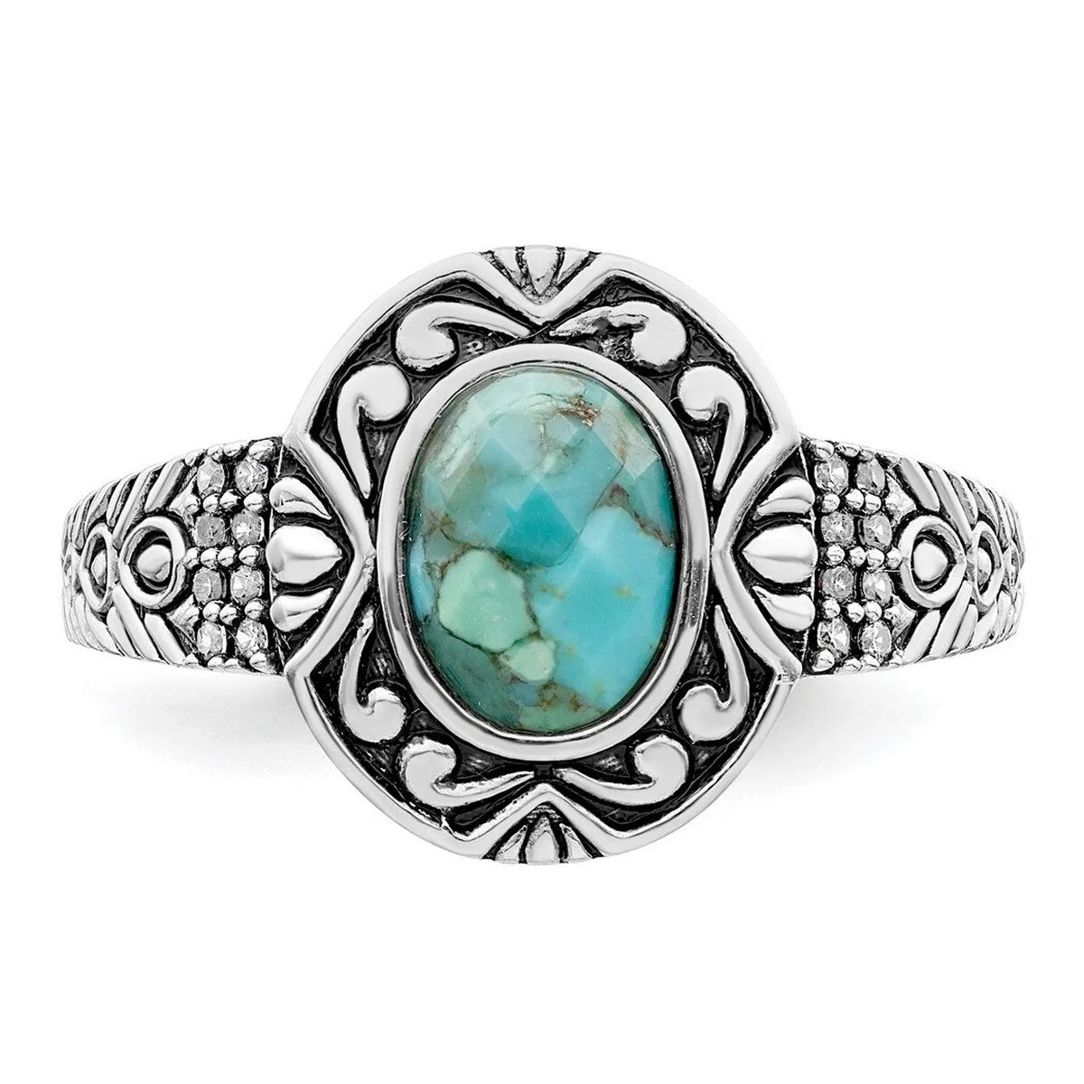 Curata 925 Sterling Silver Oxidized Simulated Turquoise Vintage Ring sold by Zulily product image thumbnail 4