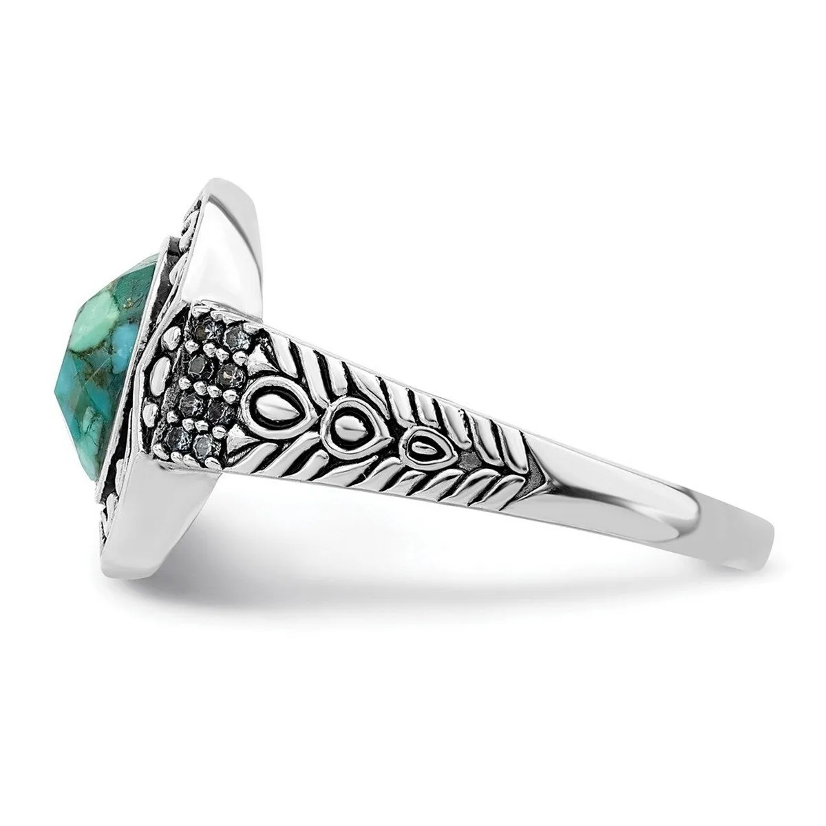 Curata 925 Sterling Silver Oxidized Simulated Turquoise Vintage Ring sold by Zulily product image thumbnail 5