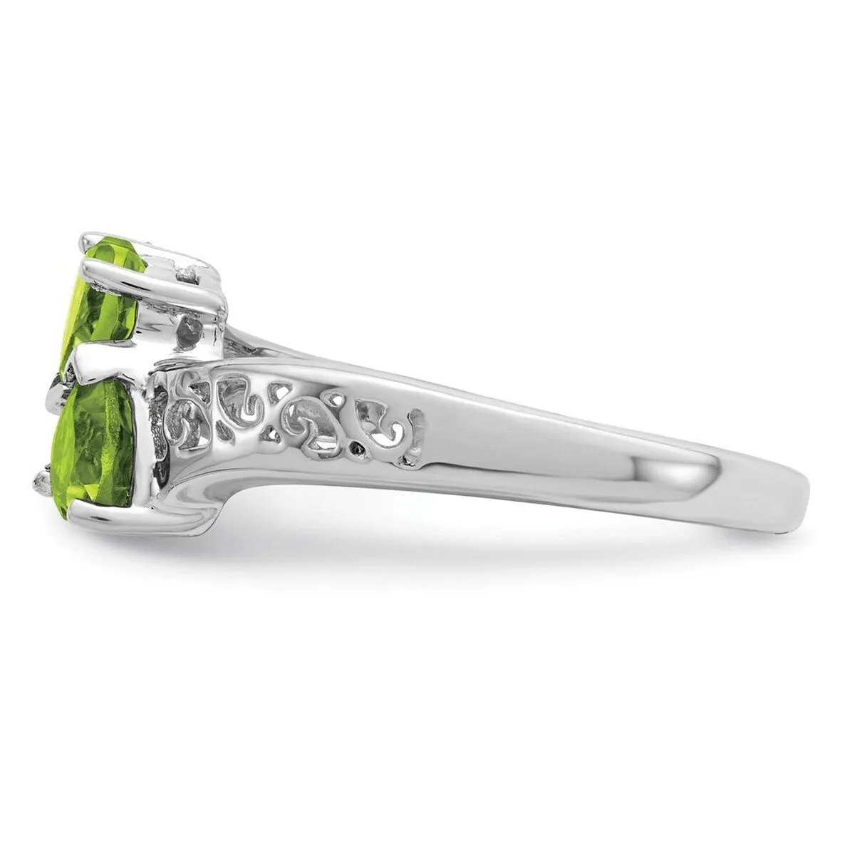 Curata 925 Sterling Silver Rhodium 1ctw Peridot Double Heart Ring sold by Zulily product image thumbnail 4