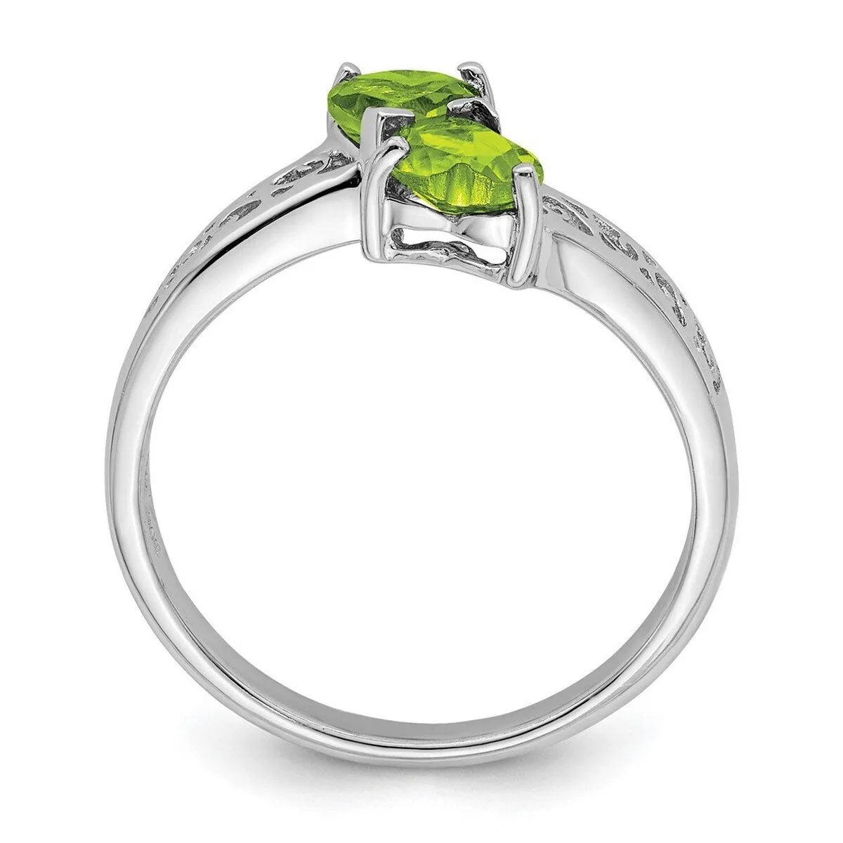 Curata 925 Sterling Silver Rhodium 1ctw Peridot Double Heart Ring sold by Zulily product image thumbnail 5