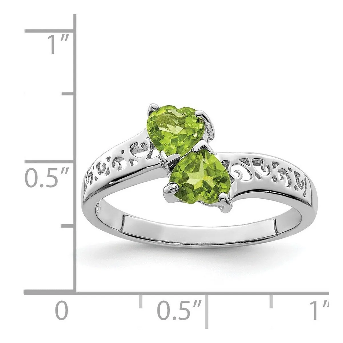 Curata 925 Sterling Silver Rhodium 1ctw Peridot Double Heart Ring sold by Zulily product image thumbnail 3