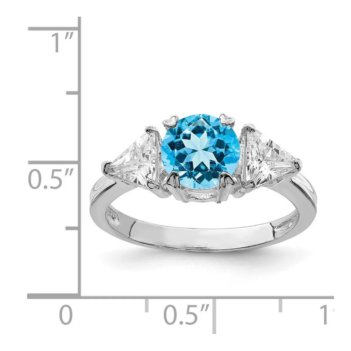 Curata 925 Sterling Silver Solid Blue Topaz Three-stone Ring sold by Zulily
