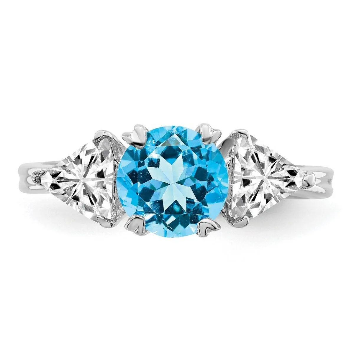 Curata 925 Sterling Silver Solid Blue Topaz Three-stone Ring sold by Zulily product image thumbnail 4