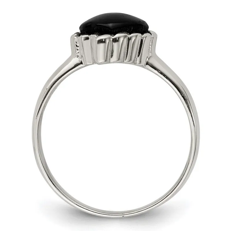 Curata 925 Sterling Silver Polished Onyx Heart Ring sold by Zulily