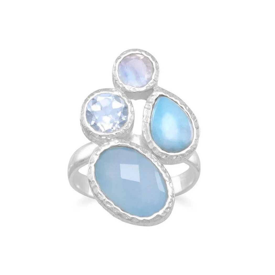 Curata 925 Sterling Silver Multishape Hammered Bezel Gemstone Ring sold by Zulily product image thumbnail 5