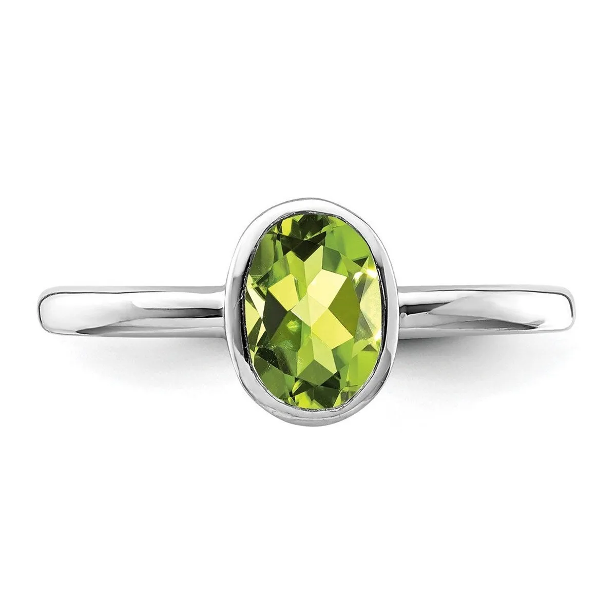 Curata 925 Sterling Silver Polished .85ctw Peridot Oval Ring sold by Zulily product image thumbnail 4