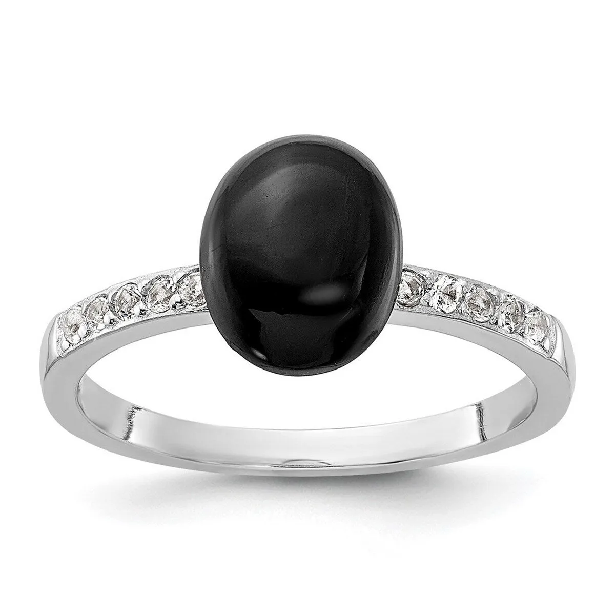 Curata 925 Sterling Silver Onyx and .2wt White Topaz Engagement Ring sold by Zulily