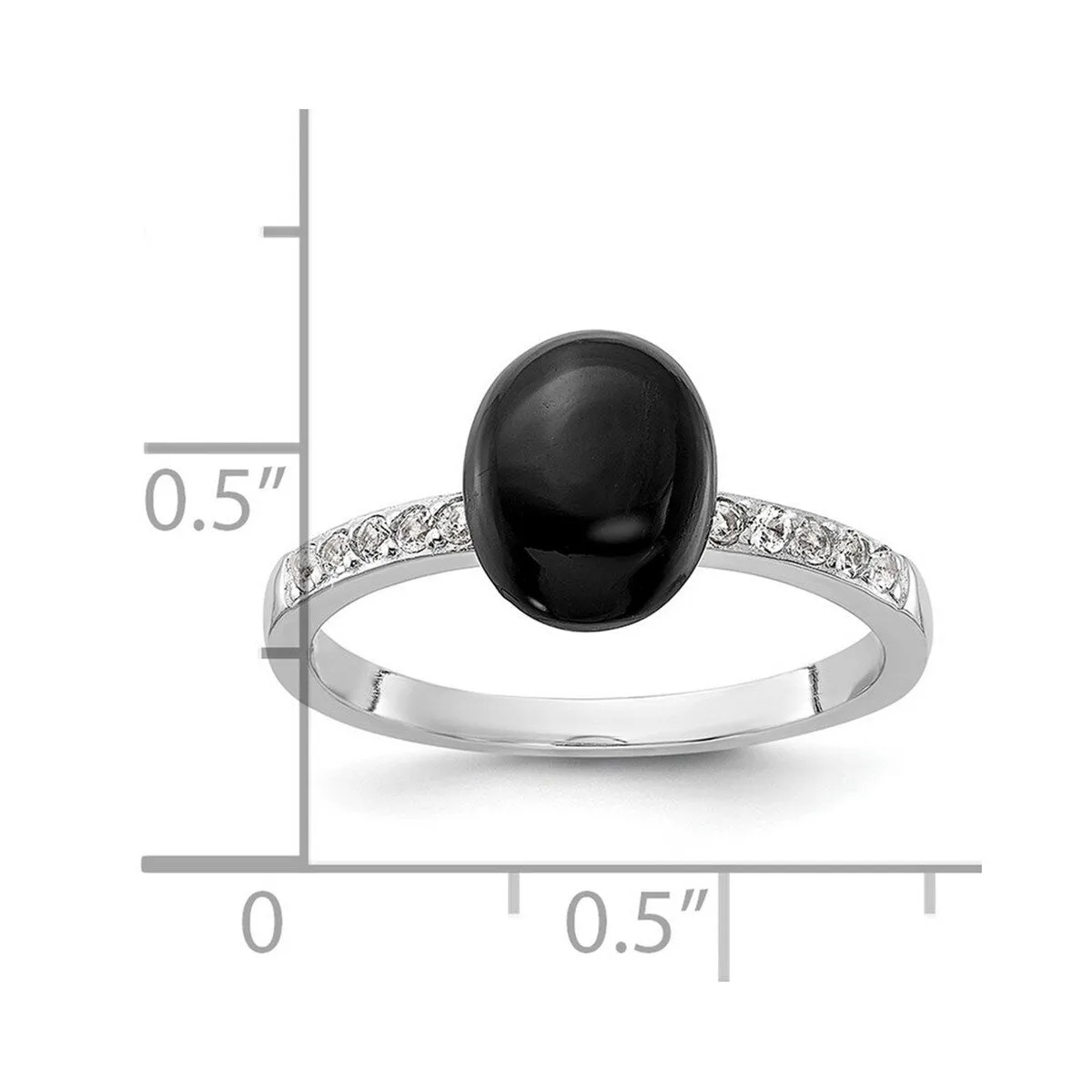 Curata 925 Sterling Silver Onyx and .2wt White Topaz Engagement Ring sold by Zulily product image thumbnail 3