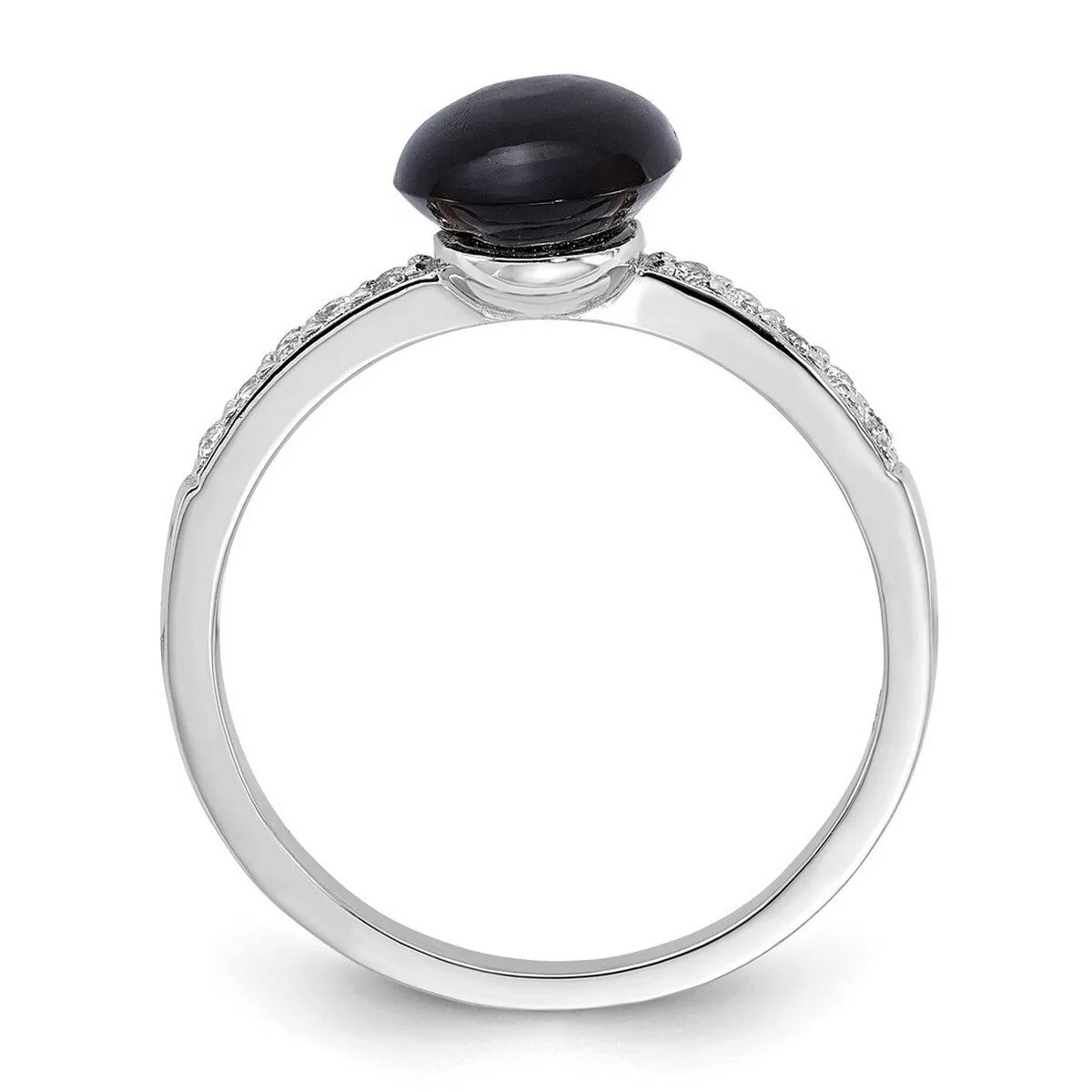 Curata 925 Sterling Silver Onyx and .2wt White Topaz Engagement Ring sold by Zulily product image thumbnail 5
