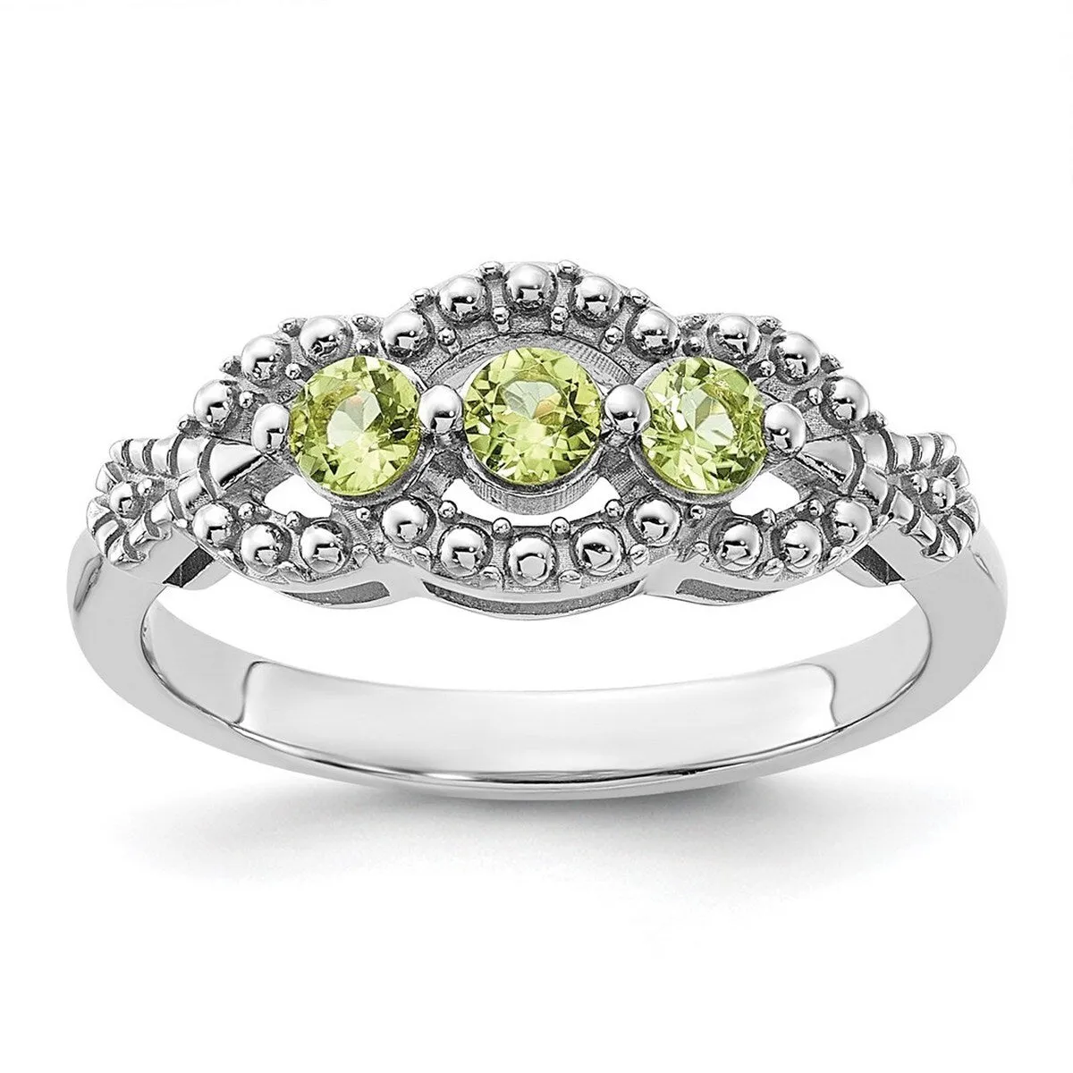 Curata 925 Sterling Silver Antiqued Beaded Peridot Ring sold by Zulily product image thumbnail 3