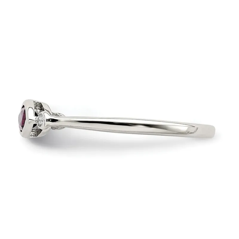Curata 925 Sterling Silver Polished Rhodolite and White Topaz Ring sold by Zulily