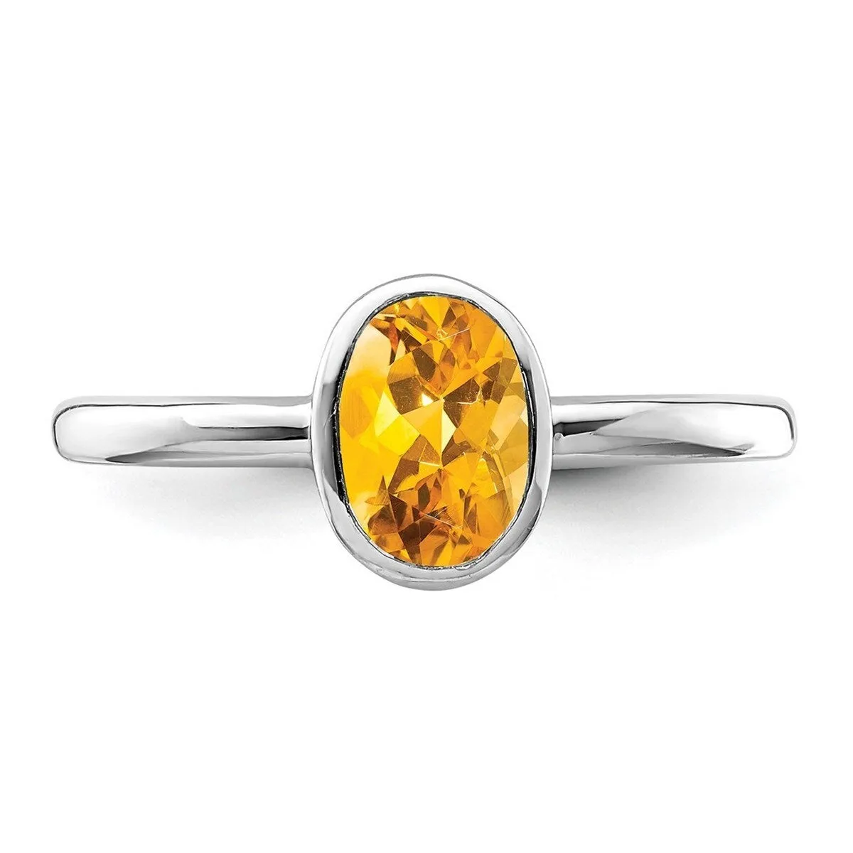 Curata 925 Sterling Silver Polished .8ctw Citrine Oval Ring sold by Zulily product image thumbnail 4