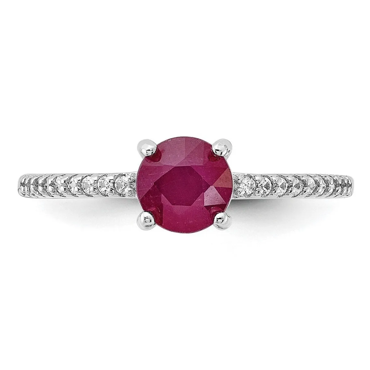 Curata 925 Sterling Silver 1.43ct Genuine Ruby and .12wt White Topaz Ring sold by Zulily