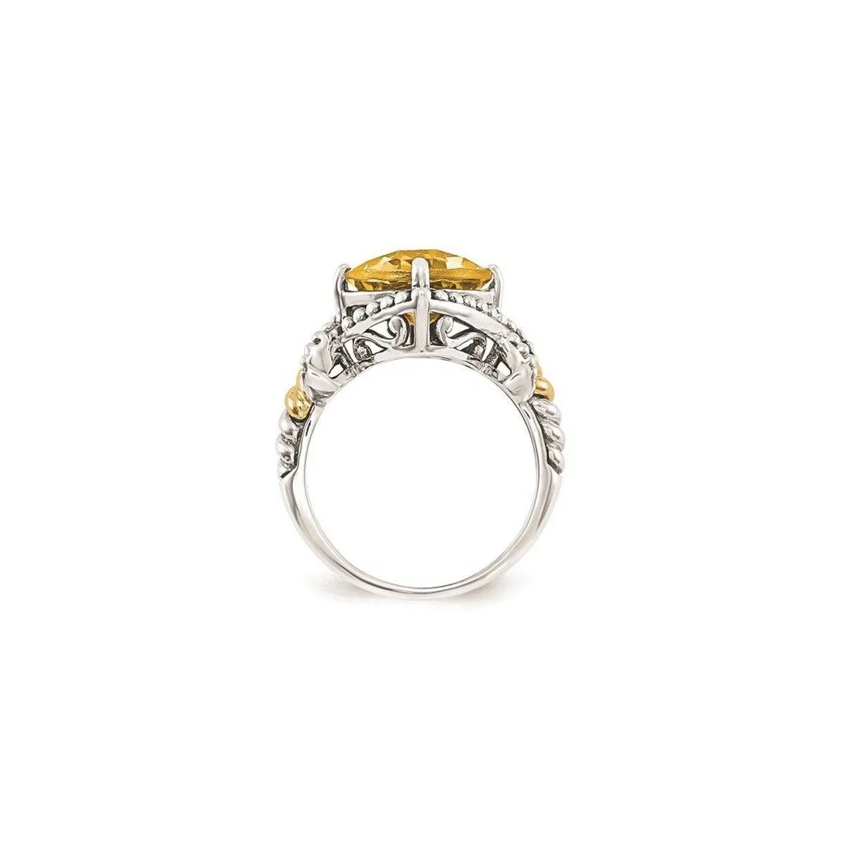 Curata 925 Sterling Silver With 14k Yellow Citrine Cushion Ring sold by Zulily product image thumbnail 3