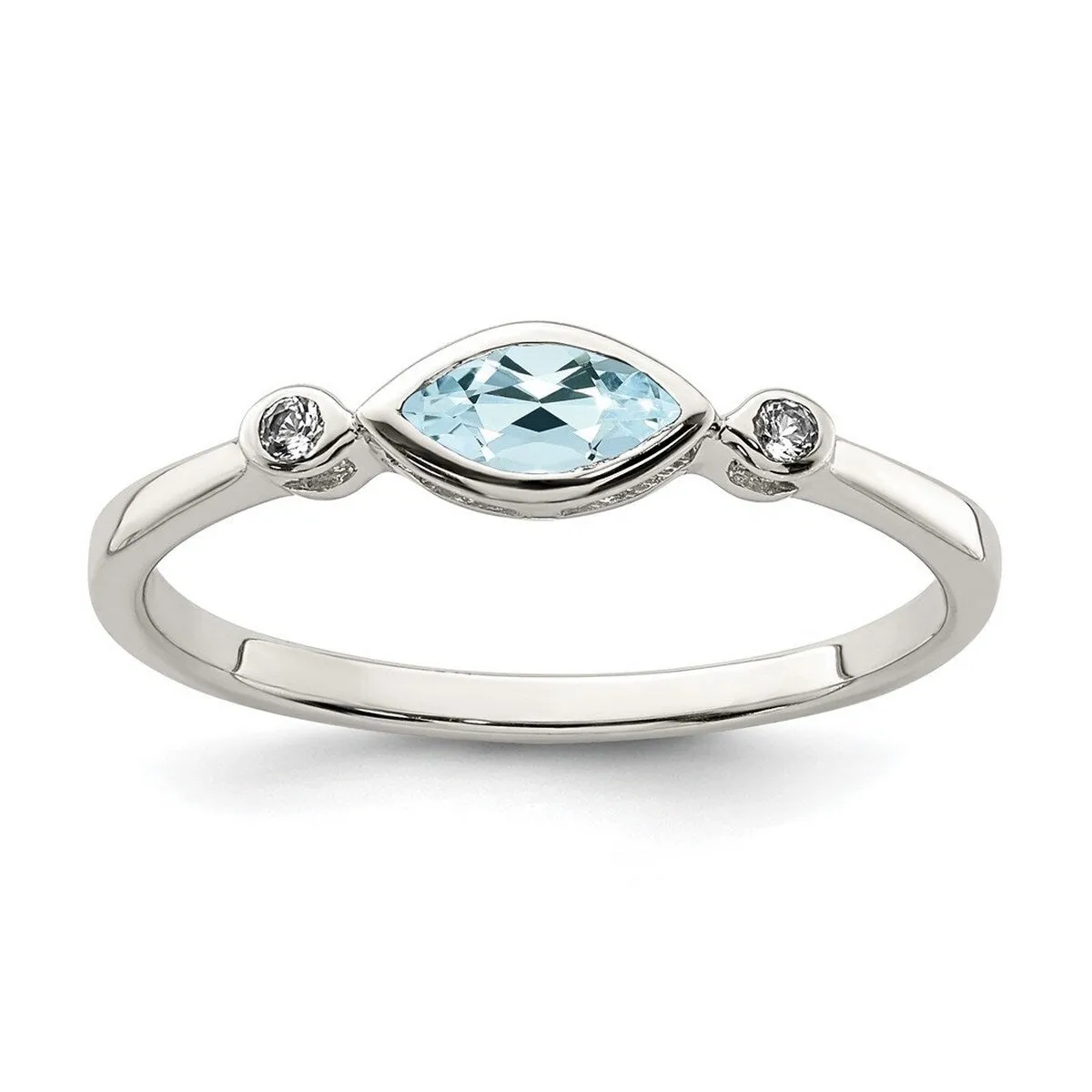 Curata 925 Sterling Silver Aquamarine and White Topaz Ring sold by Zulily