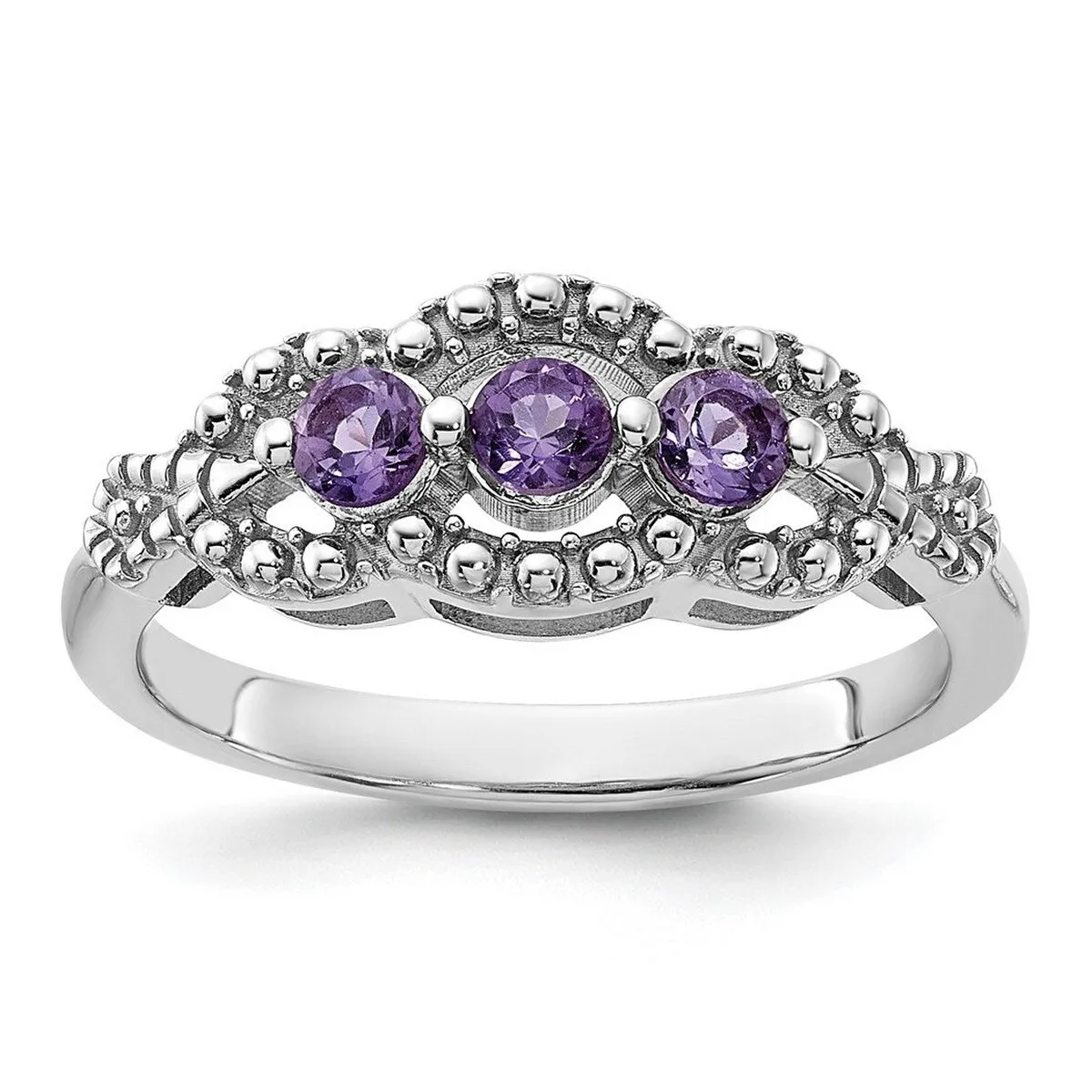 Curata 925 Sterling Silver Antiqued Beaded Amethyst Ring sold by Zulily product image thumbnail 5