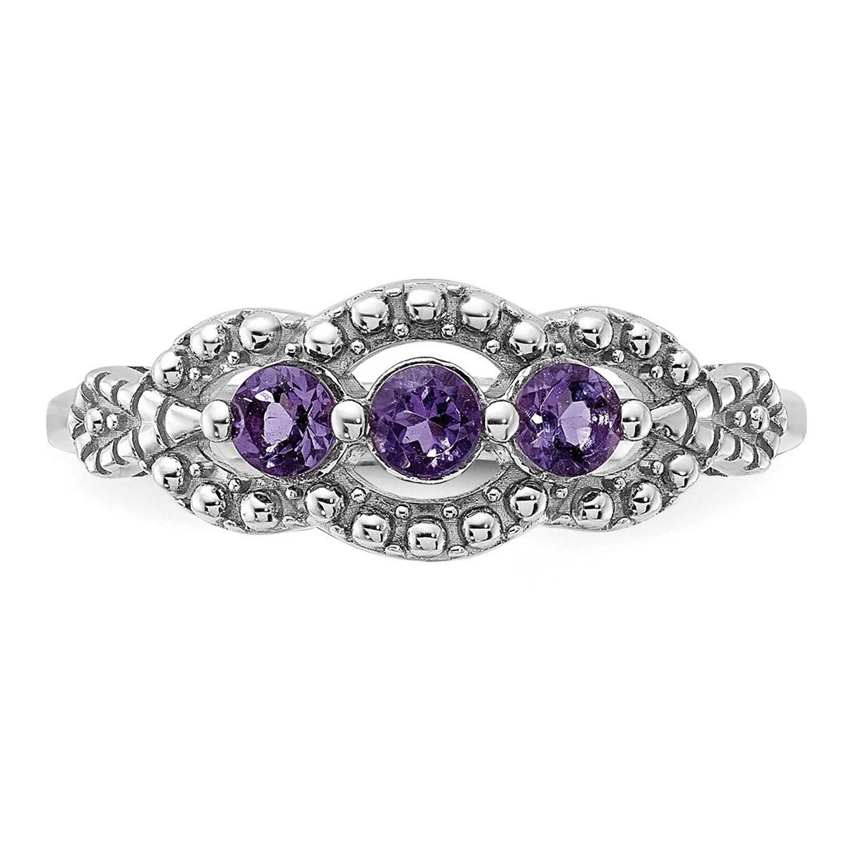 Curata 925 Sterling Silver Antiqued Beaded Amethyst Ring sold by Zulily product image thumbnail 2