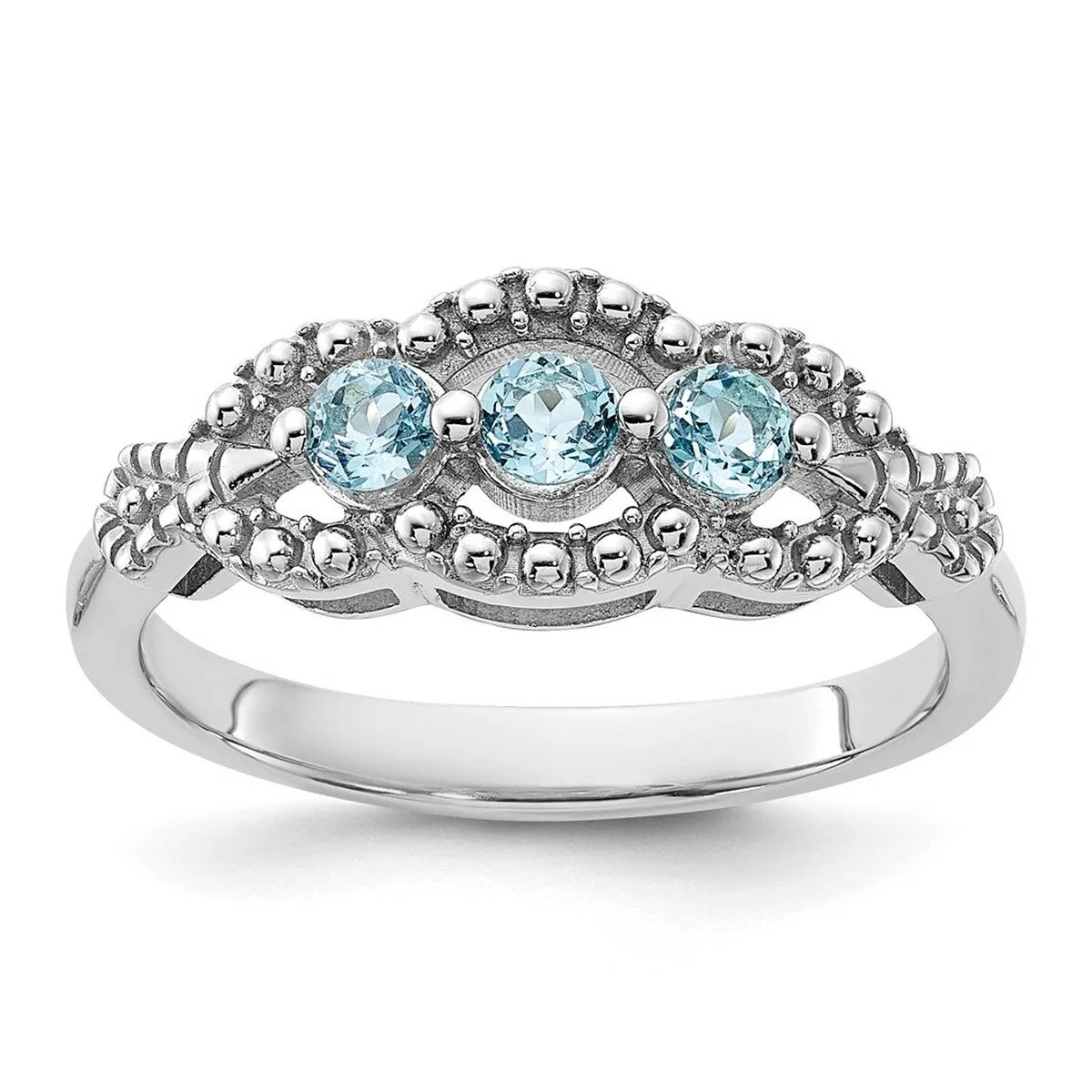 Curata 925 Sterling Silver Antiqued Beaded Blue Topaz Ring sold by Zulily product image thumbnail 3